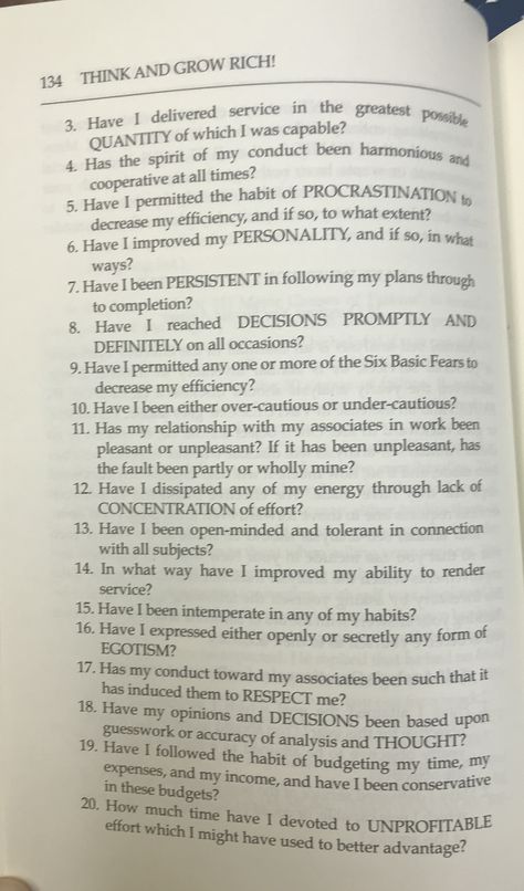 Self-analysis Questionnaire for Personal Inventory 2 of 3  Think & Grow Rich by Napoleon Hill Rich People Activities, Developing Habits, Self Analysis, Personal Inventory, Efl Teaching, Romantic Couple Images, Think And Grow Rich, Business Skills, Organic Chemistry