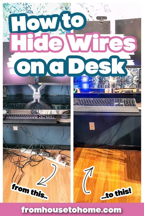 Cable Management Ideas, Hide Computer Cords, Cable Management Diy, Hide Cable Cords, Hide Electrical Cords, Cable Management Desk, Desk Cable Management, Hidden Desk, Cord Hider