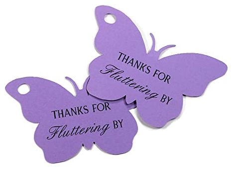 Amazon.com: Purple Butterfly Shaped Party Tags - Thanks for Fluttering By - 20pc: Handmade Purple Butterfly Baby Shower Theme, Purple Party Favors, Butterfly Baby Shower Theme, Girl Shower Themes, Pregnancy Gender, Pregnancy Gender Reveal, Purple Party, Butterfly Baby Shower