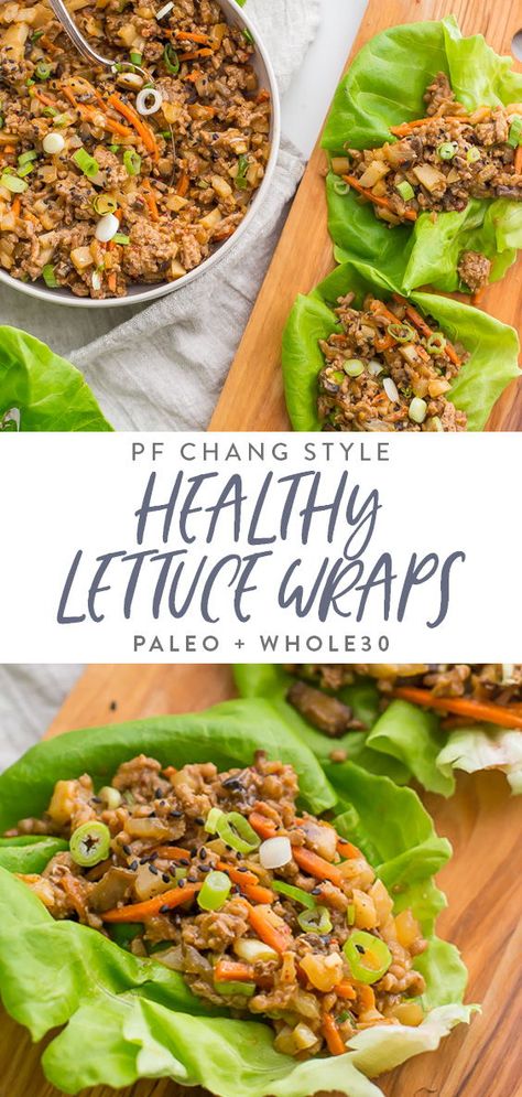 Lettuce Wraps Pf Changs Recipe, Healthy Lettuce Wraps, Pf Changs Lettuce Wraps, Salat Wraps, Lettuce Wraps Healthy, Asian Lettuce Wraps, Asian Dinner, Whole30 Dinner, Healthy Asian