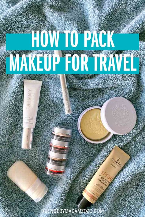 How To Pack Makeup For Travel, Packing Makeup For Travel, Makeup For Travel, Diy Travel Makeup, Makeup You Need, Travel Skincare, Lash Tint, Travel Hack, Types Of Makeup