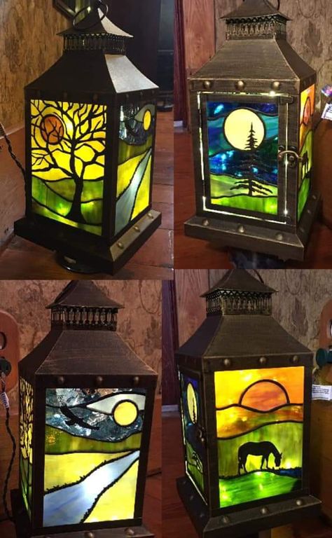 زجاج ملون, Tiffany Lamp, Glass Painting Designs, Stained Glass Paint, Making Stained Glass, Glass Art Projects, Beach Glass Art, Glass Lamps, Stained Glass Christmas