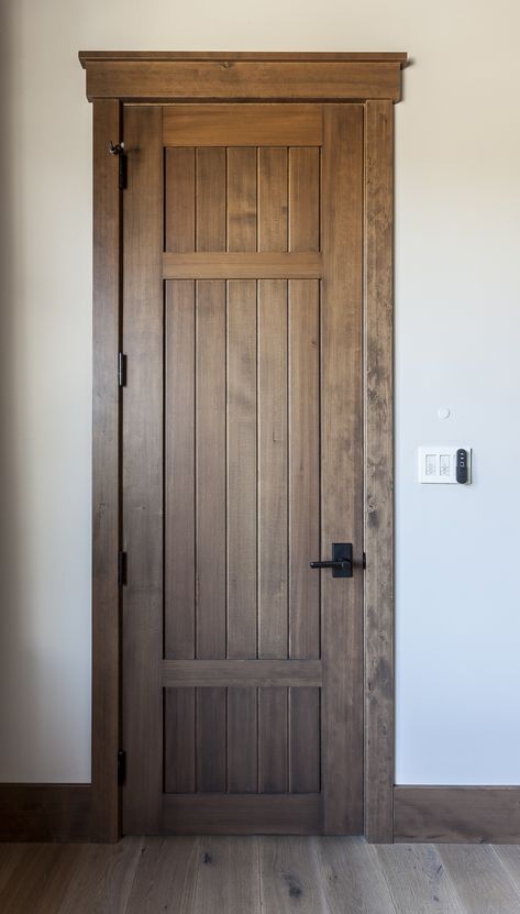 Solid Wood Interior Doors, Alder Doors, Brown Front Doors, Rustic Doors Interior, Baseboard Styles, Plank Door, Oak Interior Doors, Solid Wood Interior Door, Wood Interior Doors