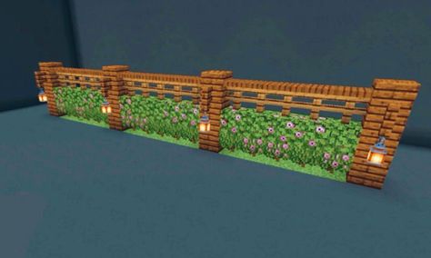 Minecraft House Fence, Minecraft House Front Yard, Village Fence Minecraft, Minecraft Building Ideas Fence, Fences Ideas Minecraft, Minecraft Horse Jumps Ideas, Cottagecore Fence Minecraft, Dog Area Minecraft, Animal Fence Minecraft