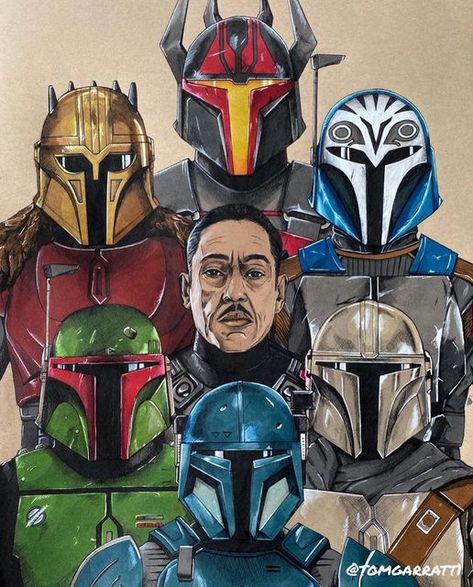 Mandalorian Painting, Promarkers Art, Promarkers Drawing, Mandalorian Helmets, Pen Artwork, Mandalorian Helmet, Obi Wan Kenobi, Boba Fett, Pen Art