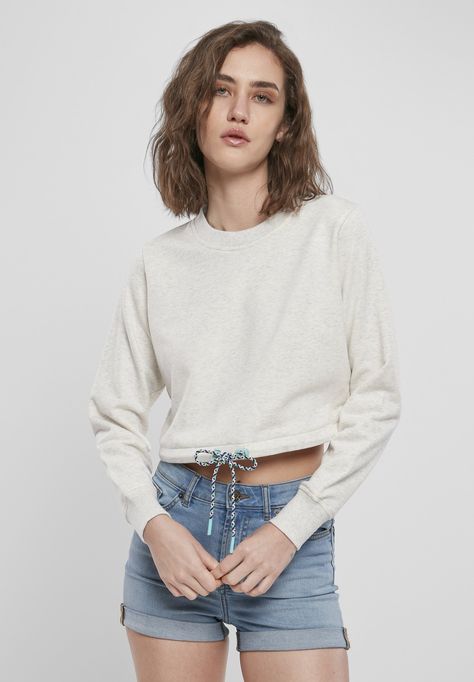 Urban Classics Sweatshirt - lightgrey Cropped Crewneck, Trendy Sweaters, Sweater Grey, Oversized Style, Grey Sweatshirt, Cropped Sweater, Grey Sweater, Emporio Armani, Sweatshirts Women