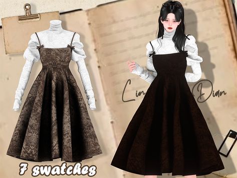 Cottage Core Dresses, Cottage Core Dress, Academia Clothes, Sims 4 Dresses, Sims 4 Characters, Sims4 Clothes, Sims Hair, Sims 4 Collections, Sims 4 Mods Clothes