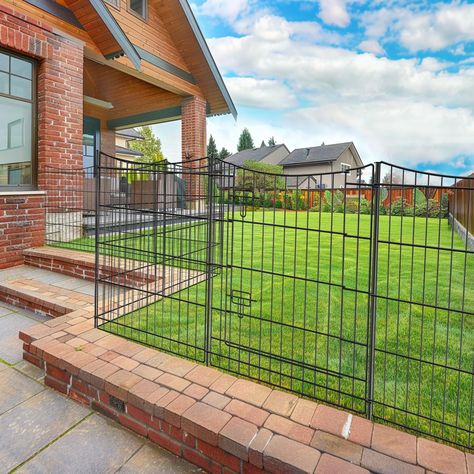 PRICES MAY VARY. 🍀【Detachable Fence】The no-digging fence can be added or removed freely, providing you with completely flexible areas, and arrange the dog fence into any shape you need, such as rectangle, square, polygon, etc. to decorate your yard, garden, path, terrace. It can also be used as an indoor pet playpen to set up a temporary activity area for dogs and other small animals such as rabbits, ducks, turtles. 💐【Anti-Rust & Sturdy Construction】The decorative garden metal fence is welded Retractable Fence For Dogs Outdoor, Temporary Fencing For Dogs, Temporary Fence For Dogs, Retractable Fence, Metal Fences, Fence Border, Decorative Garden Fencing, Cheap Fence, Dog Yard