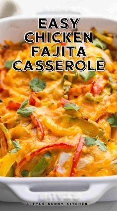 Recipes With Chicken Fajita Meat, Mexican Dishes With Chicken, Chicken Breast Casserole, Fajita Casserole, Chicken Fajita Casserole, Baked Chicken Fajitas, Mexican Chicken Recipes, Casserole Easy, Chicken Fajita Recipe