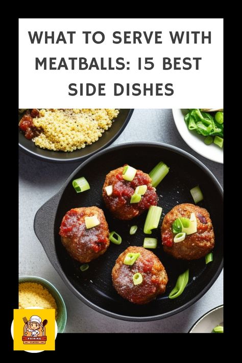 🍝🤤 Craving meatballs? Discover the 15 best side dishes to serve with your favorite Italian delicacy! 🥗🍅 #meatballs #sidedishes #15BestSideDishes Sides With Meatballs, What To Serve With Meatballs, Buffalo Meatballs, Thai Meatballs, Meatball Skewers, Italian Style Meatballs, Cranberry Meatballs, Lentil Meatballs, Savory Meatballs