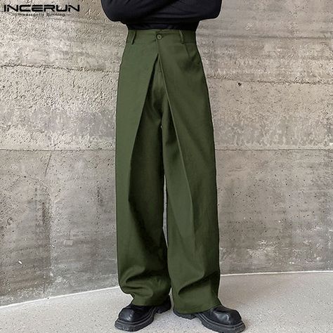 Purple Army, Pleated Fashion, Waistband Design, Large Pants, Design Pants, Patterned Pants, Streetwear Male, Academia Fashion, Plus Size Brands