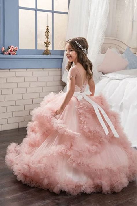 These little girl ball gown dresses are made of high quality lace tulle,100% cotton lining, not harm to the child skin, very soft and comfortable, skin friendly and breathable. Kids Pageant, Flower Girl Dresses Blue, Wedding Dresses For Kids, Vegas Dresses, Puffy Dresses, Girls Dresses Online, First Communion Dresses, Tulle Flower Girl, Ball Gown Skirt