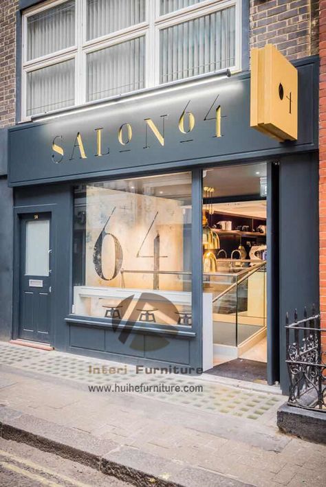 Front view of hair salon shop in London, UK. Hair Salon Exterior Signs, Hair Salon Store Front Ideas, Saloon Front Design, Hair Salon Shop Front Design, Hair Salon Signs Store Fronts, Salon Shop Front Ideas, Beauty Salon Shop Front Design, Salon Front Design, Beauty Salon Entrance