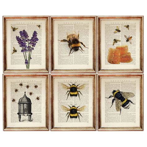 Lavender Poster, Bumble Bee Nursery, Honey Bee Nursery, Bee Wall Decor, Bee Room, Bee Nursery, Bumble Bee Art, Bee Wall Art, Recycled Book