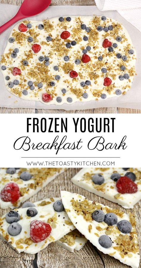 Raspberry Snacks, Homeschool Breakfast, Homeschool Snacks, Light Breakfast Ideas, Yogurt Bark Recipe Frozen, Filling Breakfast Recipes, Easy Frozen Yogurt, Yogurt Bark Recipe, Greek Yogurt Breakfast