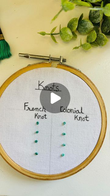 Embroidery French Knot Tutorials, Colonial Knot, Trending Embroidery, Burr Basket, Knot Embroidery, Knot Tutorial, French Knot Stitch, French Knot Embroidery, Knots Tutorial