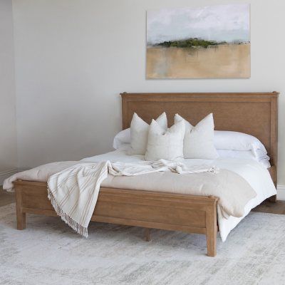 Interior Design Inspo Timeless Headboard Master Bedrooms, Inexpensive King Bed, Platform Wood Bed Frame, Nightstands For Platform Bed, Modern Organic Bed Frame, Wood Frame Bedroom Ideas, White Oak Bed Frame, Tan Bed Frame, King Bed Inspiration