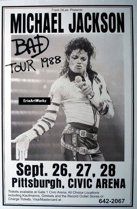 Michael Jackson Bad Tour, Michael Jackson 1988, Michael Jackson Poster, Vintage Concert Posters, Music Concert Posters, Jackson Bad, Vintage Music Posters, 11x17 Poster, Joseph Jackson