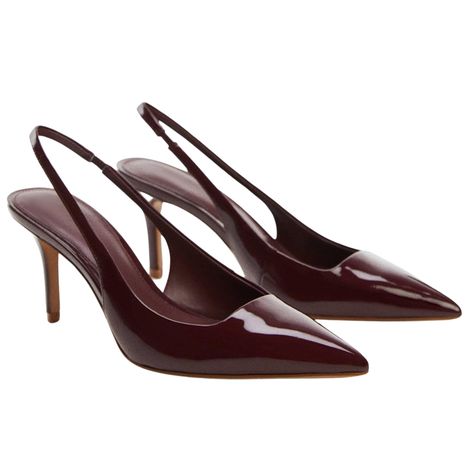 PRICES MAY VARY. Slip-on Pointed toe Slingback design 2.95 in stiletto heel Patent leather effect Party and events collection Heels For Maroon Dress, Burgundy Slingback Heels, Fall Wedding Guest Shoes, Cherry Red Heels, Business Shoes Women, Pumps Heels Outfit, Red Dress Heels, Nini Core, Slingback Heels Outfit