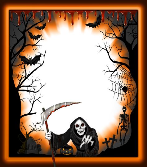 Halloween Photo Editing, Halloween Photo Frames, Halloween Grim Reaper, Halloween Poems, Halloween Borders, Png Pictures, Halloween Layout, Witch Coloring Pages, Transparent Frame