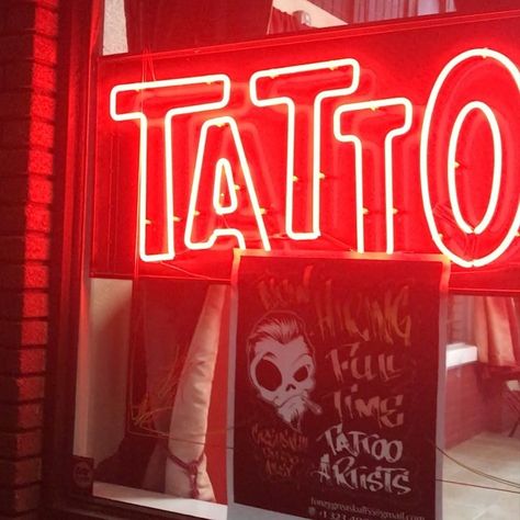 Tattoo Light, Tattoo Shop Interior, Quality Work, Shop Interiors, Tattoo Shop, Full Time, Tattoo Artists, Neon Signs, Tattoos