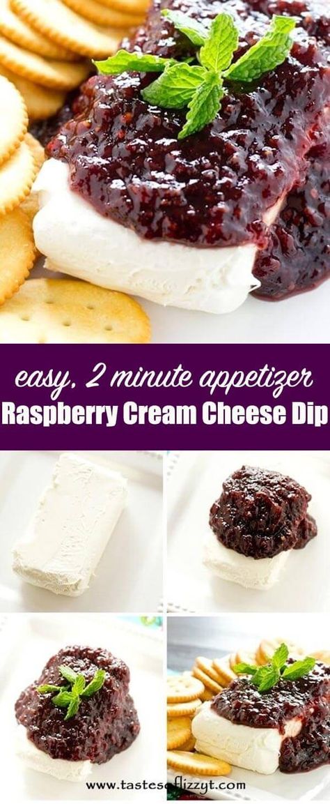 Meet raspberry cream cheese dip, the simplest appetizer or dessert ever. Two ingredients and two minute prep give you the perfect salty and sweet treat! #appetizer #raspberry #creamcheese #party Raspberry Cream Cheese Dip {With a Jalapeno Raspberry Jelly!} via @tastesoflizzyt Raspberry Cheese Dip, Cream Cheese And Raspberry Dip, Cream Cheese Dip With Jelly, Cream Cheese Topped With Jelly, Raspberry Dip Recipe, Cream Cheese And Jelly Appetizer, Raspberry Jalapeno Jam Over Cream Cheese, Cream Cheese And Jam Appetizer, Cream Cheese Raspberry Chipotle Dip