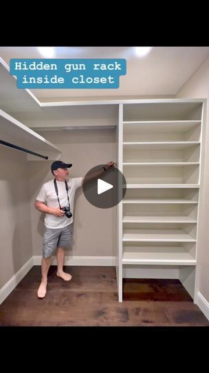 146K views · 1.9K reactions | My friend Jason builds custom closets and made a hidden gun rack behind the built-ins! What else would you hide back there!? #hiddencloset #secretdoor #secretcloset #ClosetGoals #closetorganization | Jesse Wiser | Jesse Wiser · Original audio Safe Closet Hidden Storage, Frame Hidden Storage, Hidden Safe In Closet Built Ins, Hidden Safe In Closet, Hidden Door Entertainment Center, Shotgun Hidden Shelf, Hidden Closet, Secret Closet, Hidden Safe