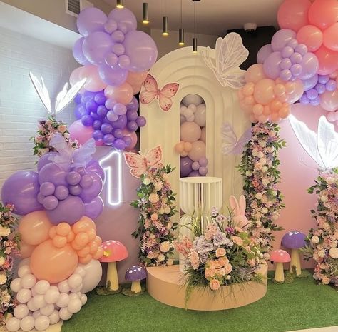 Fairy 1st Birthday Party Ideas, Butterfly Theme Birthday Decoration, Fairy Theme Birthday Party, Bunny Birthday Theme, Cowboy Themed Birthday Party, Butterfly 1st Birthday, Butterfly Themed Birthday Party, Butterfly Birthday Theme, Birthday Theme Decoration