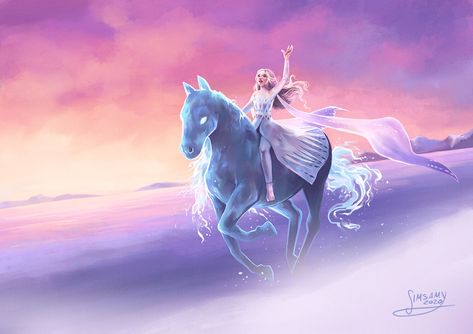 Elsa Illustration, Frozen 2 Wallpaper, Disney Horses, Illustration Concept Art, Frozen Wallpaper, Frozen Art, Frozen Pictures, Disney Princess Elsa, Disney Princess Fashion