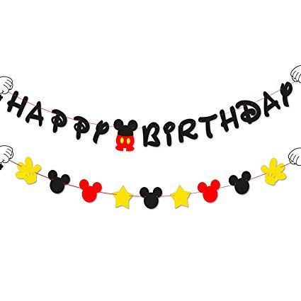 Gold Theme Party Decorations, Yellow Party Decorations, Happy Birthday Mickey Mouse, Mickey Mouse Banner, Shark Party Decorations, Golden Birthday Parties, Party Supply Kits, Mickey Theme, Yellow Party