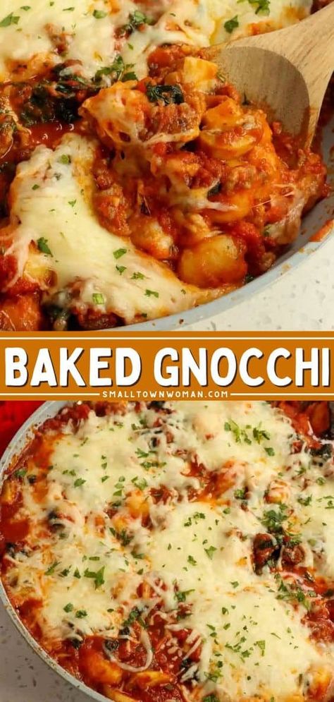 Italian Sausage And Veggies, Gnocchi Bake, Gnocchi Recipes Easy, Sausage And Veggies, Easy Comfort Food Dinners, Gnocchi Dishes, Sausage Marinara, Marinara Recipe, Baked Gnocchi