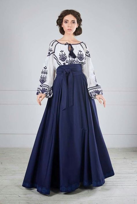 Folk Dresses, Mexican Dresses, Skirt Maxi, فستان سهرة, Fantasy Fashion, Mode Vintage, Sewing Dresses, Stylish Dresses, Blue Dress