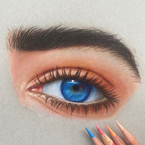 Eyes Drawing In Colour, Colour Eye Drawing Colored Pencils, Eyes Drawing Realistic Colour, Realism Drawing Ideas Colour, Eye Drawing Coloured Pencil, Pencil Colour Eye Sketch, Colourful Eyes Drawing, Eyes Colour Drawing, Eye Drawings Colorful