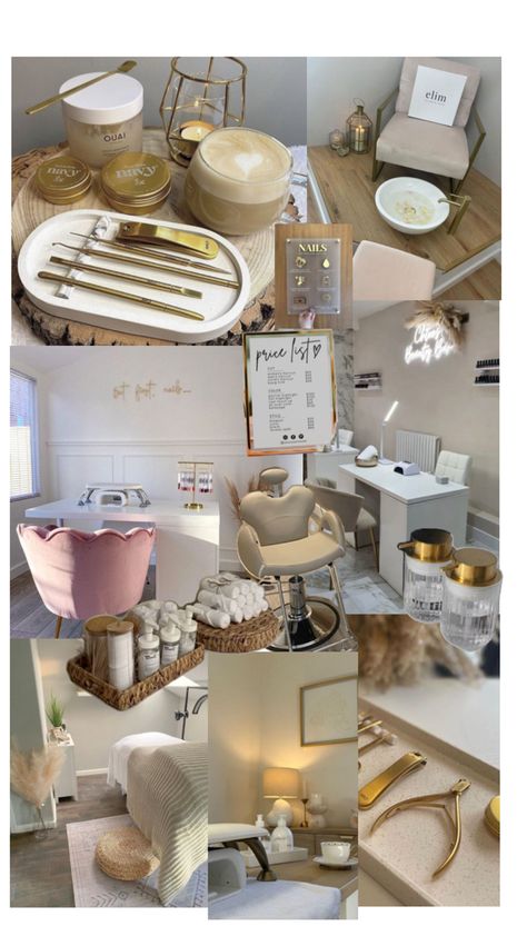 Salon Mood Board, Nail Studio Ideas Home, Nail Salon Interior Design, Tech Room, Nail Salon Interior, Beauty Room Salon, Home Beauty Salon, Esthetician Room Decor, Esthetics Room