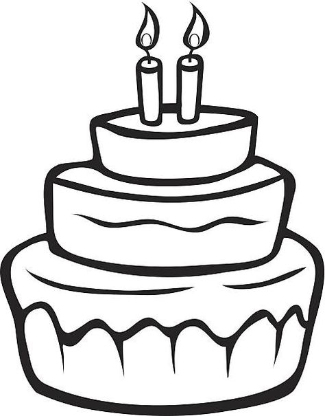 Birthday Cake Cartoon, Cartoon Outline, Cartoon Black And White, Cake Cartoon, Outline Pictures, Cupcake Clipart, Cake Clipart, White Birthday Cakes, Cupcake Drawing