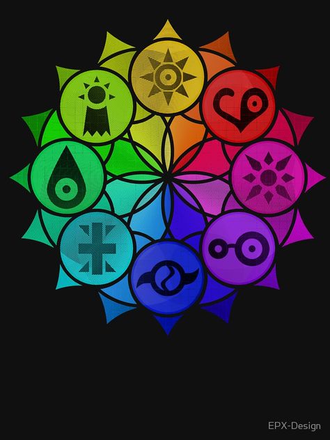 Digimon Crests Mandala by EPX-Design Digimon Artwork, Digimon Crests, Digimon Art, Digimon Wallpaper, Digimon Frontier, Random Crafts, Digimon Tamers, Digimon Adventure, Digimon