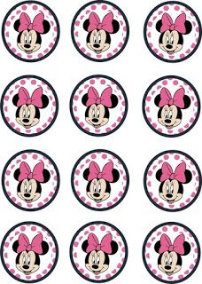 Edible Paper in Creatividades: MINNIE MOUSE PINK Minnie Mouse Printables, Γενέθλια Mickey Mouse, Minnie Mouse Cupcake Toppers, Minnie Mouse Cupcake, Mickey Mouse Cake Topper, Cupcakes Pink, Birthday Minnie Mouse, Ideas Cupcakes, Minnie Mouse Cupcakes