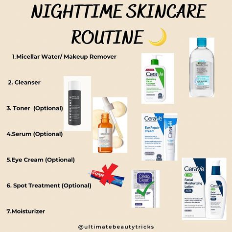 Top Tier Beauty Secrets🥳 on Instagram: “Comment below your nighttime skincare routine order! 💗👏 #skincare #skincareroutine #skincaretips #beautytips” Skincare Routine Order, Nighttime Skincare Routine, Skin Care Routine Order, Night Time Skin Care Routine, Nighttime Skincare, Micellar Water, Repair Cream, Beauty Secrets, Facial Cleanser