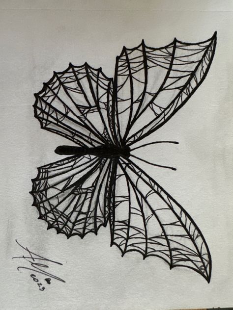 Cobweb Butterfly Tattoo, Butterfly With Spider Web Wings Tattoo, Butterfly Spider Web Tattoo, Spiderweb And Butterfly Tattoo, Spider Web Rib Tattoo, Goth Butterfly Drawing, Gothic Butterfly Drawing, Spider Lady Drawing, Butterfly Wing Tattoo Designs