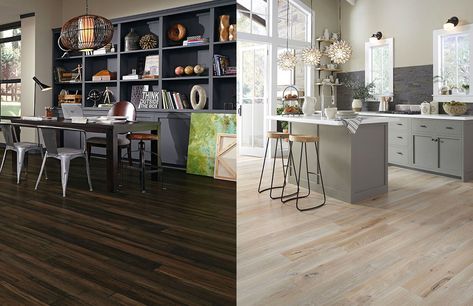 Hardwood Flooring : Dark vs. Light - Coles Fine Flooring Dark Laminate, Light Flooring, Dark Kitchen Floors, Dark Wooden Floor, Hardwood Floor Colors, Wood Floor Kitchen, Light Hardwood, Hardwood Floors Dark, Light Hardwood Floors