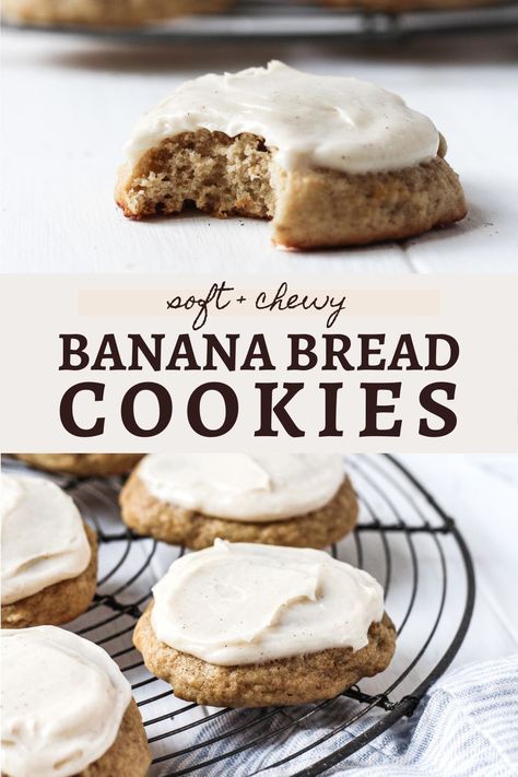 Best Banana Bread Recipe, Banana Bread Cookies, Banana Dessert Recipes, Bread Cookies, Banana Cookies, Banana Dessert, Cream Cheese Cookies, Healthy Treat, Best Banana Bread