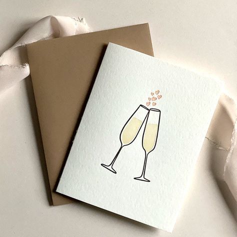 Married Card Congratulations, Congrats Wedding Cards Handmade, Engament Cards Ideas, Wedding Watercolor Card Congratulations, Greeting Cards Wedding, Cards For Wedding Congratulations, Cute Engagement Cards, Congratulations Handmade Cards, Engagement Card Watercolour