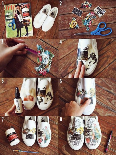 Diy Sneakers Designs, Diy Sneakers, Diy Ombre, Vans Girls, Shoe Crafts, Do It Yourself Crafts, 15 Diy, Pretty Designs, Diy Prints