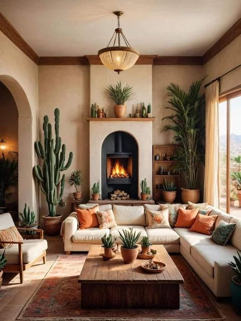 Desert Interior Design, Southwest Living Room, Desert Living Room, Southwest Interior, Southwestern Living Room, Southwest Living, Stile Boho Chic, Mexican Home Decor, Southwest Decor