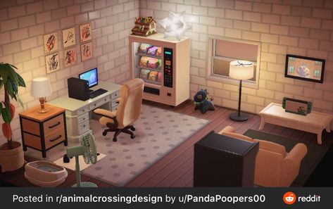 Animal Crossing Study Room, Acnh Study Room, Acnh Study Room Ideas, Acnh Gamer Room, Acnh Study, Acnh Dump, Citycore Acnh, Animal Crossing Designs, Acnh House