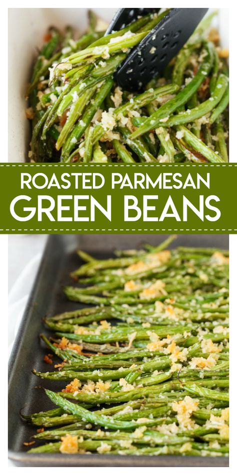 Roasted Parmesan Green Beans, فاصوليا خضراء, Parmesan Green Beans, Idee Pasto, Makanan Diet, Fresh Green Beans, Green Bean Recipes, Panko Bread Crumbs, Dinner Sides