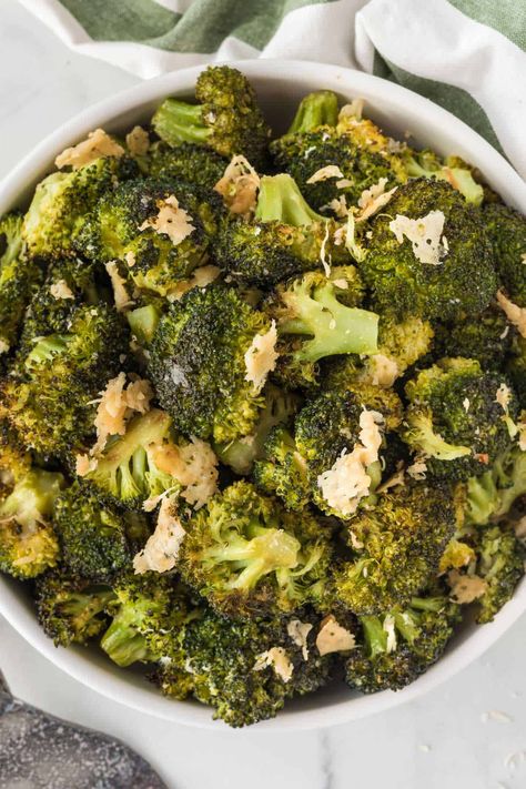 Roasted Broccoli with Parmesan Roasting Frozen Vegetables, Christmas Ham, Small Food Processor, Roasted Broccoli, Veggie Side Dishes, Frozen Vegetables, Favorite Side Dish, Vegetable Sides, Veggie Sides