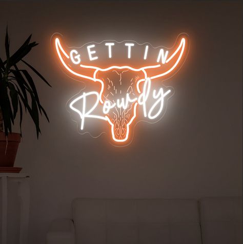 Celebrate with our "Getting Hitched/ Rowdy" LED neon sign! This neon sign adds a touch of rustic charm to your bachelorette party or wedding celebration, creating a cheerful and lively atmosphere that's sure to catch your guests' attention. Whether you're hosting a country-themed bridal shower, a rustic bachelorette party, or a western-themed wedding reception, this neon light will add the perfect finishing touch to your decor. 🙌Package Includes: ✦Neon sign x 1 ✦110-240 Volt Adapter x 1 ✦Mounti Cowgirl Neon Sign, Bachelorette Country Theme, Western Esthetics, Country Bachelorette Party Themes, Western Neon Signs, Country Party Theme, Western Engagement Party, Rustic Bachelorette Party, Honky Tonk Party