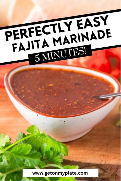 This easy homemade fajita sauce is made with a delicious blend of olive oil, lime juice, soy sauce, and simple seasonings that you likely already have in your spice cabinet. It's an easy and versatile fajita marinade that will instantly add flavor to burritos, nachos, tacos, salads, and more! Easy Fajita Marinade, Fajita Seasoning Marinade, Best Fajita Marinade, Blackstone Camping, Fajita Chicken Marinade, Fajita Marinade Recipe, Beef Fajita Marinade, Fajita Sauce, Steak Fajita Marinade