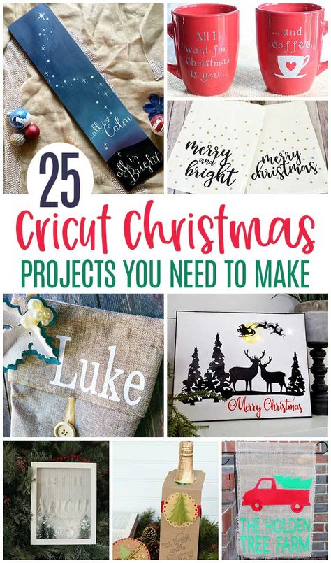 25 Cricut Christmas Projects You Need to Make Christmas Cricut Projects, Cricut Christmas Projects, Cricut Christmas Ideas, Christmas Cricut, Projects To Sell, Christmas Crafts To Sell, Cricut Christmas, Homemade Christmas Cards, Porch Entry